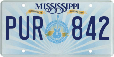 MS license plate PUR842