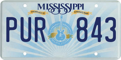 MS license plate PUR843