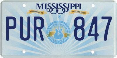 MS license plate PUR847