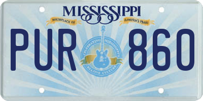 MS license plate PUR860