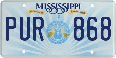 MS license plate PUR868