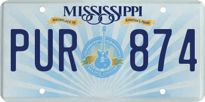 MS license plate PUR874