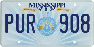 MS license plate PUR908