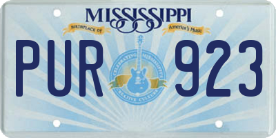 MS license plate PUR923