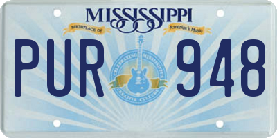 MS license plate PUR948