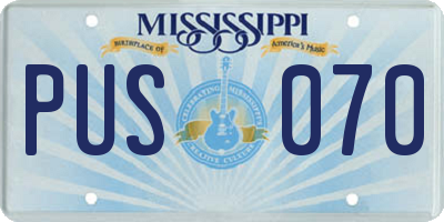 MS license plate PUS070