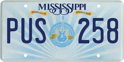 MS license plate PUS258