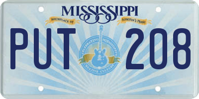 MS license plate PUT208