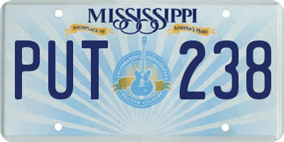 MS license plate PUT238