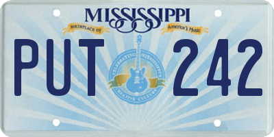 MS license plate PUT242