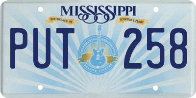 MS license plate PUT258