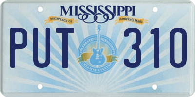 MS license plate PUT310