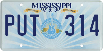 MS license plate PUT314