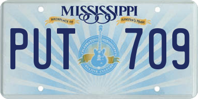 MS license plate PUT709