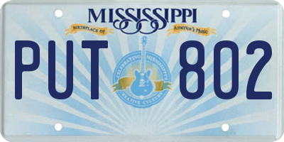 MS license plate PUT802