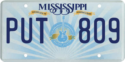 MS license plate PUT809