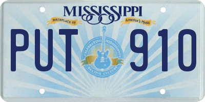 MS license plate PUT910