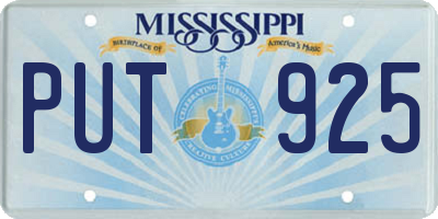 MS license plate PUT925
