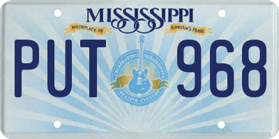 MS license plate PUT968