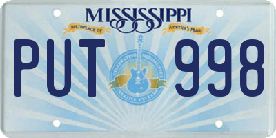 MS license plate PUT998