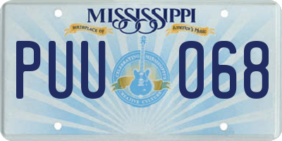 MS license plate PUU068