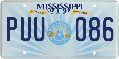 MS license plate PUU086