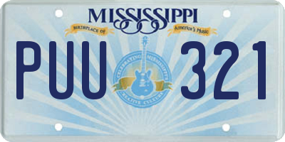 MS license plate PUU321