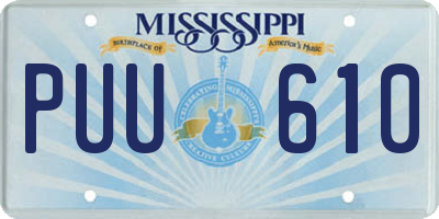 MS license plate PUU610