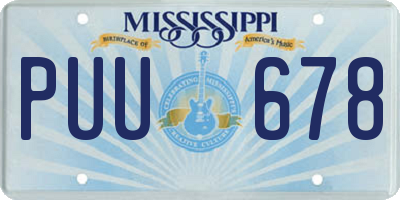 MS license plate PUU678