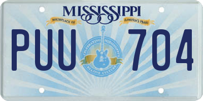 MS license plate PUU704