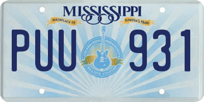 MS license plate PUU931