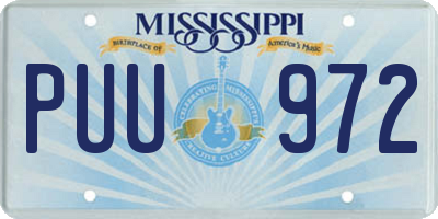 MS license plate PUU972
