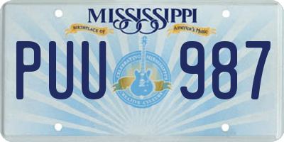 MS license plate PUU987