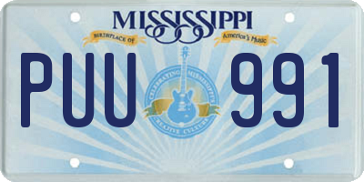 MS license plate PUU991