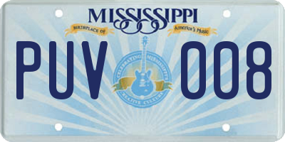 MS license plate PUV008