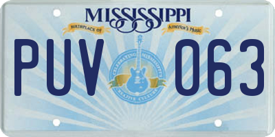 MS license plate PUV063