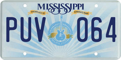 MS license plate PUV064