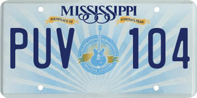 MS license plate PUV104