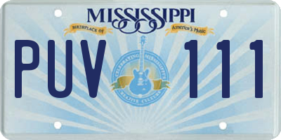 MS license plate PUV111