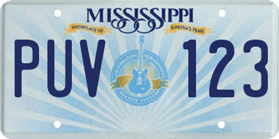 MS license plate PUV123