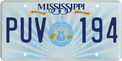 MS license plate PUV194
