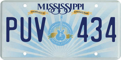 MS license plate PUV434