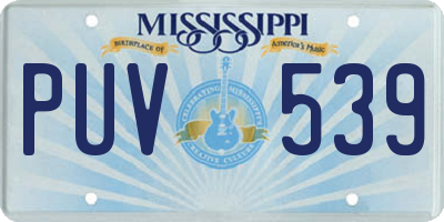 MS license plate PUV539