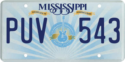 MS license plate PUV543