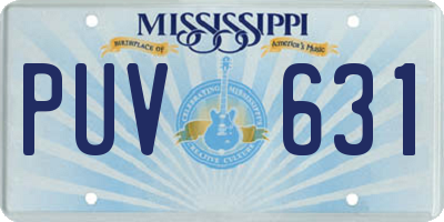 MS license plate PUV631