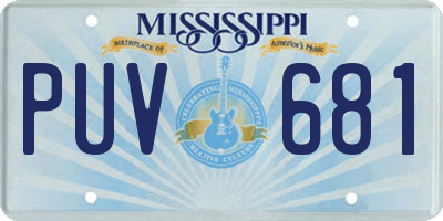 MS license plate PUV681