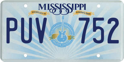 MS license plate PUV752