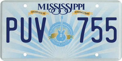 MS license plate PUV755