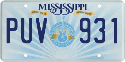 MS license plate PUV931