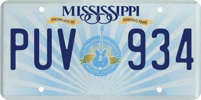 MS license plate PUV934